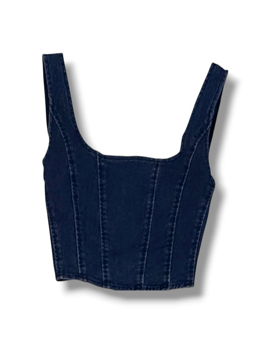 Top Corset de Mahón Azul con Cierre Frontal – Estilo Denim Moderno