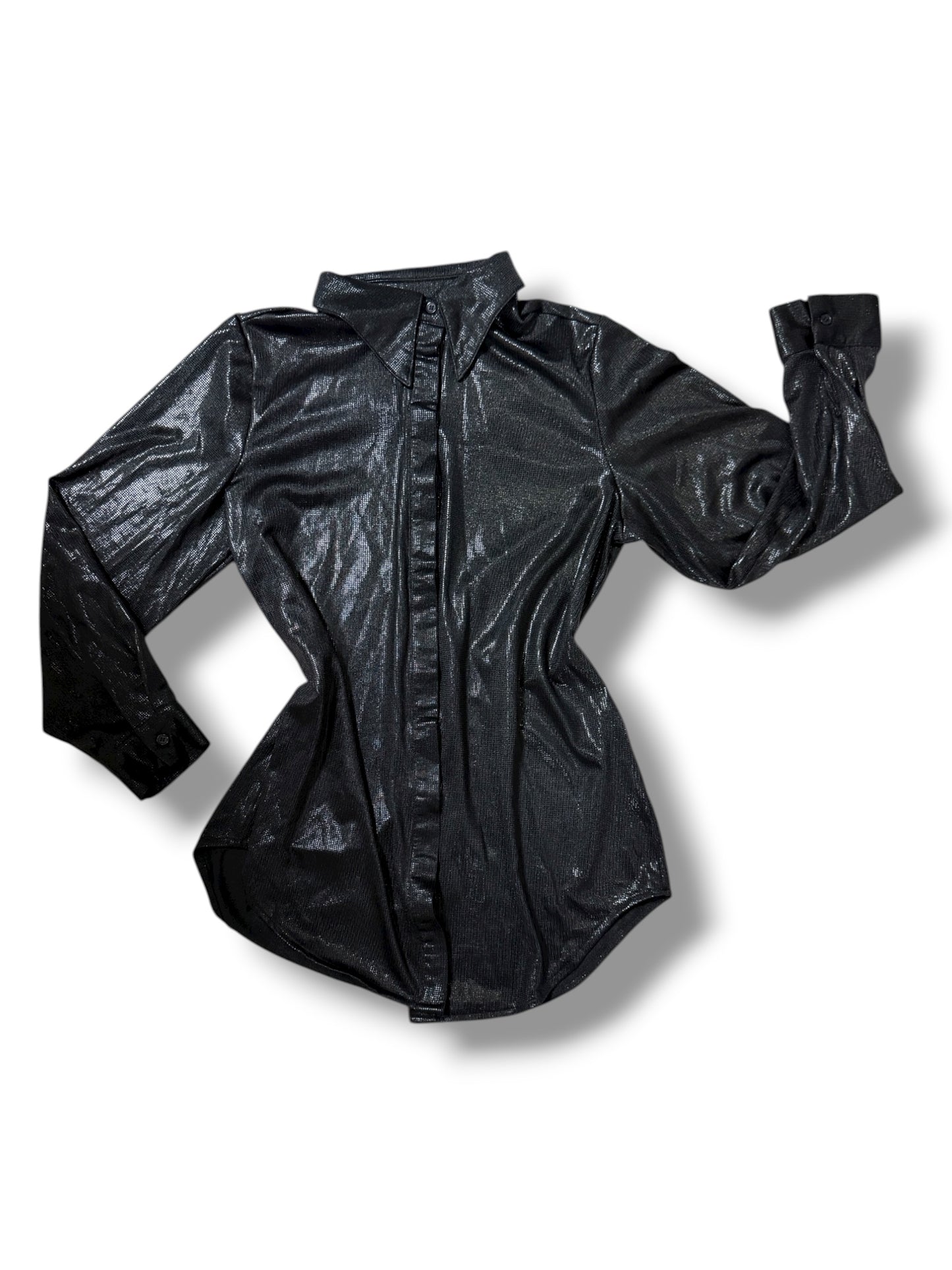 Camisa Brillante Manga Larga