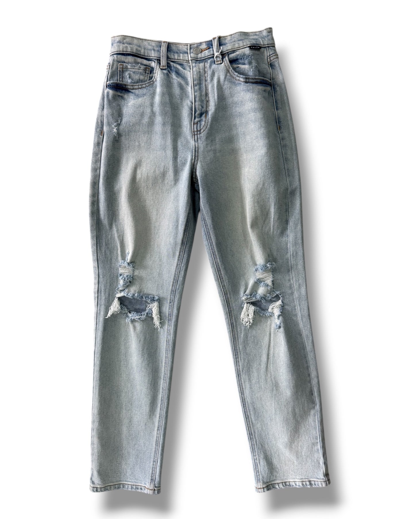 Jeans Rasgados de Corte Recto