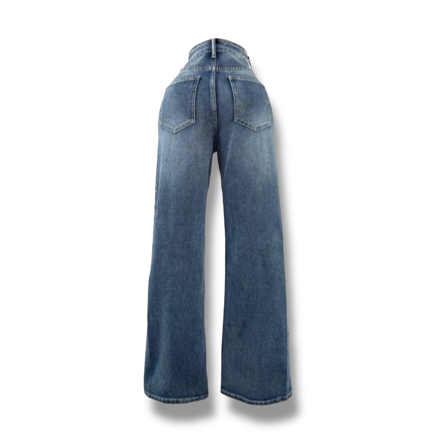 Mahón Wide Leg de Tiro Alto con Detalle de Pedrería