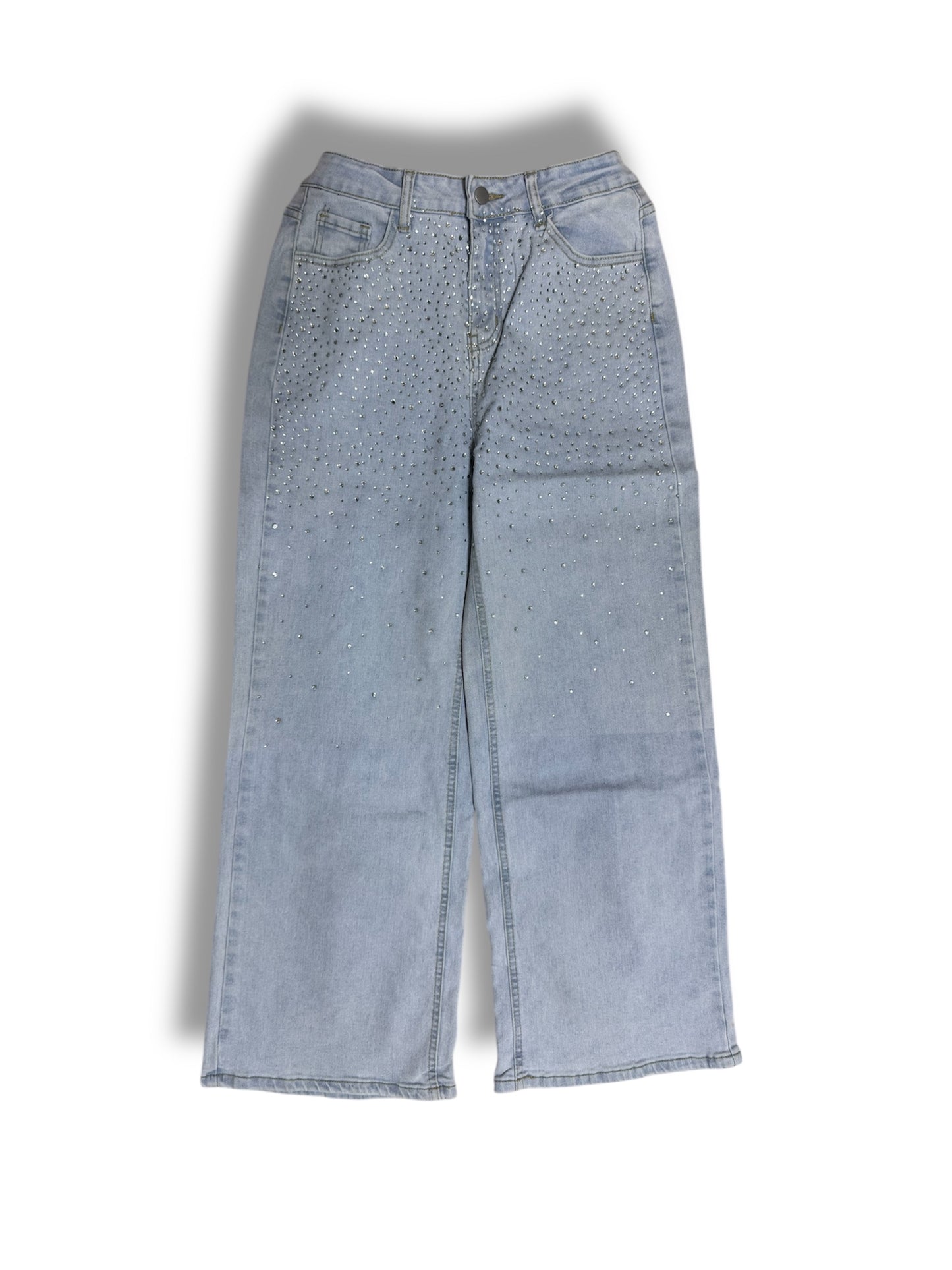 Mahón Wide Leg Light Blue con Brillos Premium