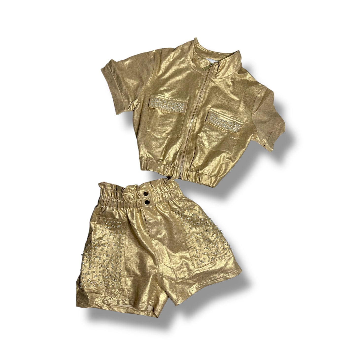 Conjunto Dorado con Perlas