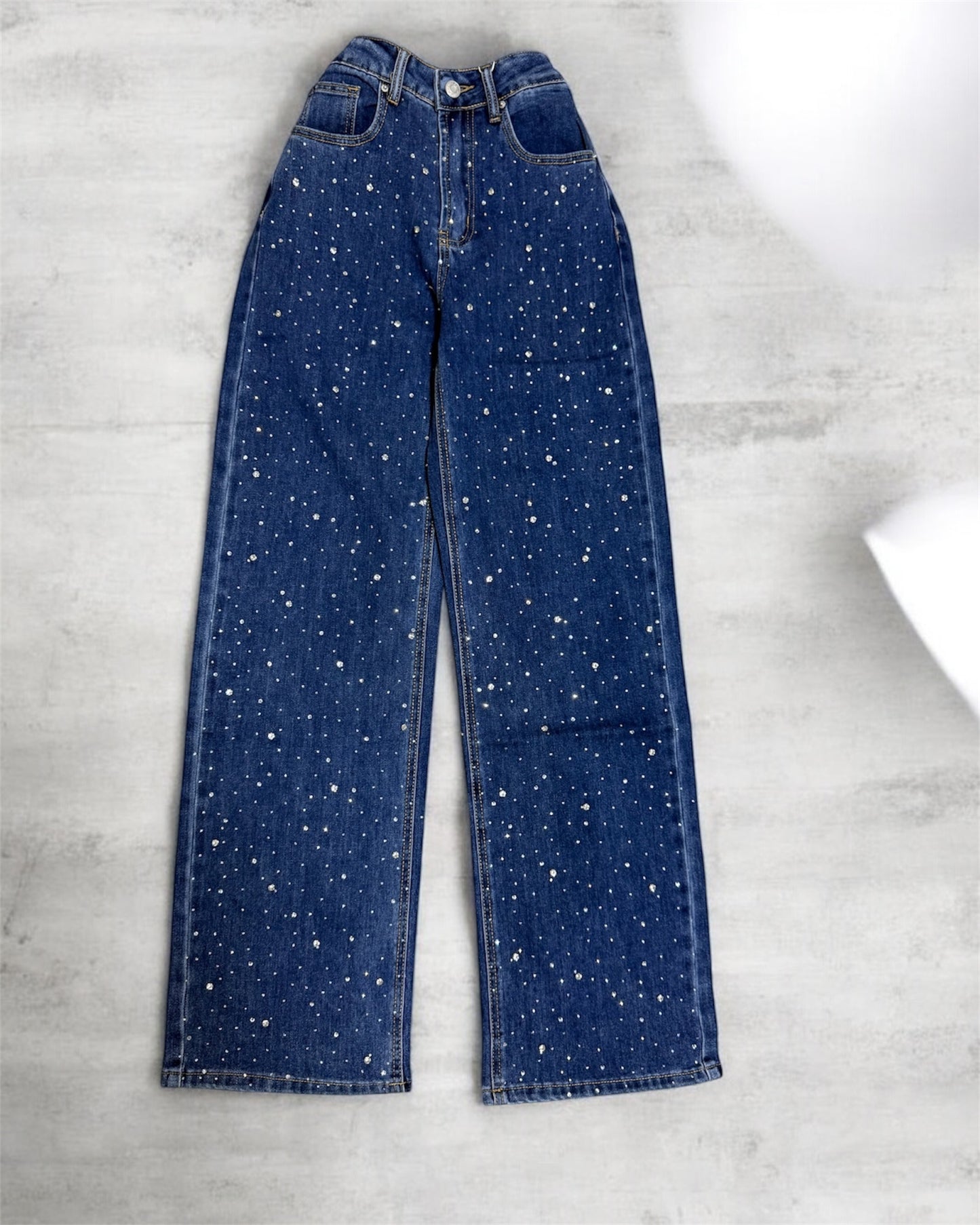 Mahon Wide Leg Denim con Brillantes