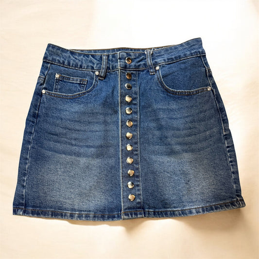 Falda Denim Clásica con Botones Frontales