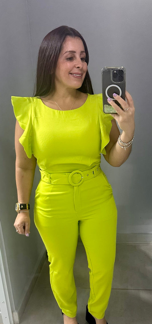 Conjunto de Blusa con Volantes y Pantalón de Cintura Alta image 4
